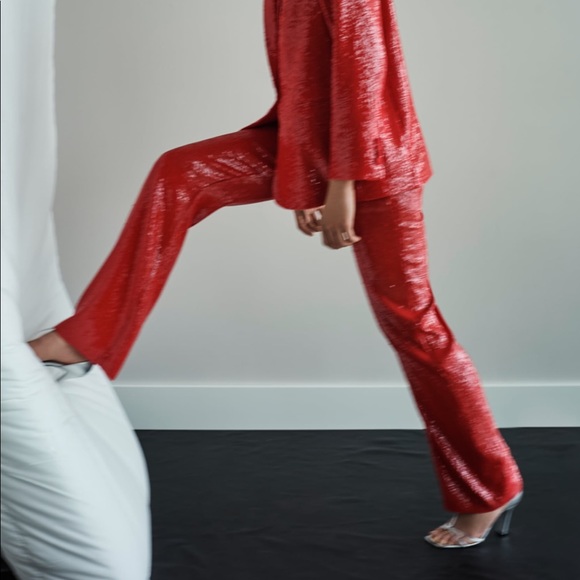 Zara Pants - Zara red sequin (bloggers fav) pants size m
